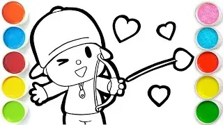 Pocoyo as Cupid on Valentine's Day Drawing, Painting & Coloring For Kids and Toddlers_ Easy Art