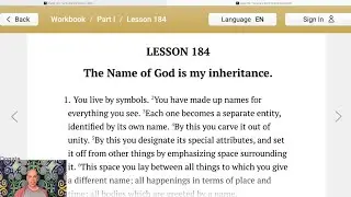 Lesson 184 and Text from A Course in Miracles - ACIM