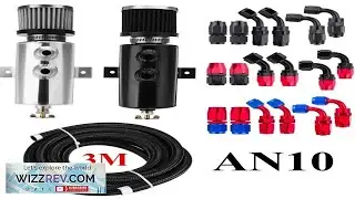 Universal 0.75L Aluminum Baffled Engine Oil Catch Can Reservoir Tank Set +
