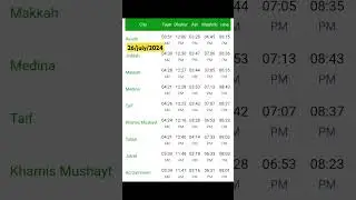 saudi fajar azan time || 5 times namaz timing of saudi arabia 26 july 2024