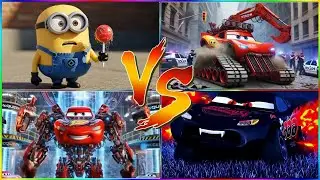 🟣 4 MONSTERS. 1 WINNER.🔥 EVIL MCQUEEN 😈 MCQUEEN TRANSFORMER 🤖 vs MINIONS 💀 vs EXCAVATOR MCQUEEN 🚜😱