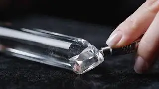 Transparent glass iron cutting video through knife