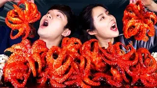 MUKBANG ASMRㅣГолубая Закладки Ешьте🐙Spicy Webfoot Octopus Korean Seafood 후니 Hoony Ara Eating Sound