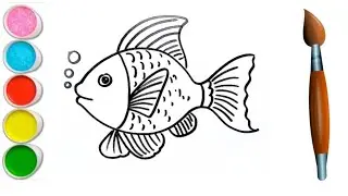 Fish drawing for kids | How to draw fish for beginners | Coloring Painting Toddler | Kids Video 