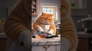 Smart Cat Cooks Fish|Cat Frying Fish After Catching🐈🤣Funny Animal Cooking Video#shortfeed#aicatstory