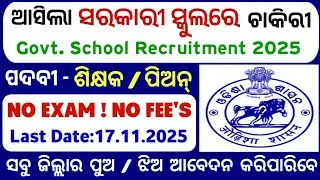Govt. ସ୍କୁଲରେ ଚାକିରୀ | Odisha School Recruitment 2025 | Latest Government Jobs 