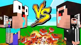 NOOB HOUSE vs GOPNIK HOUSE TNT BATTLE in MINECRAFT
