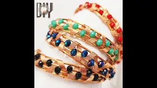 Zig Zag | thick bangle | cuff bracelet | Small crystal beads @LanAnhHandmade  795 #Shorts