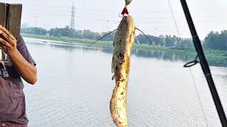 Traditional Bamboo Rod Fishing by a Man