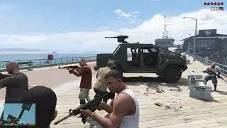 GTA V: Trevor, Michael, Franklin & Friends 10 Star Vacation Cop Battle + Escape