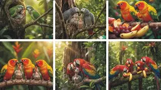 Разные попугаи едят семена и кормят своих птенцов 🦜 | Моменты из жизни семьи попугаев