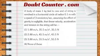 A body of mass 1 kg tied to one end of string is revolved in a horizontal circle of radius 0.1 m