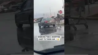 Only In Brampton 🤨‼️ Shopping Cart Tied To Car At Trinity Commons #Brampton