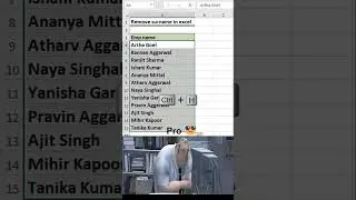 Remove Surname from excel #excel #shorts #iteducation