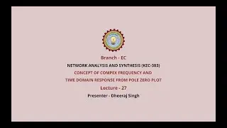 Network Analysis and Synthesis|Concept of Complex Frequency and Time Response from Pole Zero Plot|