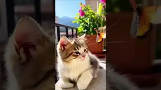 Magic Moment! ✨ Butterfly lands on little kitty's paw in the sun!