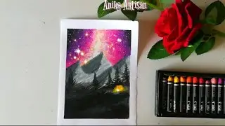 How to draw galaxy landscape by oil pastel