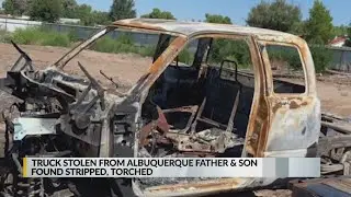 Truck stolen from father, son duo found torched