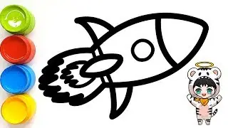 Glitter Rocket coloring and drawing for Kids | HM Glitter