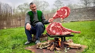 Cooking Ribeye Steaks on a Hot Stone the Village Way