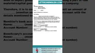 Letter of Request for Advance Remittance Towards Imports
