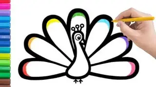 Peacock Simon Painting, Drawing 🦚| Learn Animals and drawing For Kids 👧