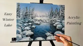 Easy Winter Lake | ACRYLIC PAINTING