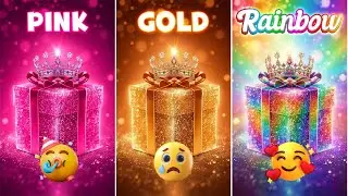 Choose Your Gift Box 🎁 3 Gift Box Challenge &ndash; Pink vs Gold vs Rainbow | 2 Good 1 Bad | Mega Quiz