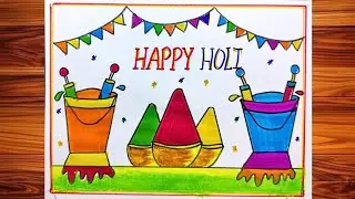 Happy holi drawing| holi celebration drawing| holi poster drawing easy step by step| #holi 