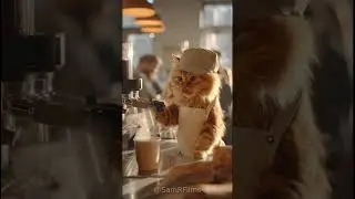 Cute Cat Barista Makes Coffee Like a Pro ☕😺 | 4K Realistic Cat Caf&eacute; Moments