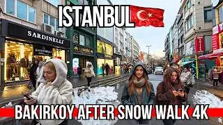Istanbul Bakirkoy After Snow 4K Walk 2026 | Luxury Shopping District, Fashion & Cafes