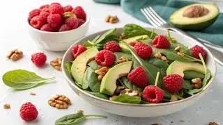Raspberry Spinach Salad with Avocado & Walnuts | Bright Fresh Healthy & Delicious