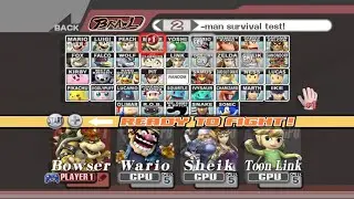 Bowser VS Wario VS Sheik VS Toon Link | 2 Lifes | Super Smash Bros Brawl Fight 244