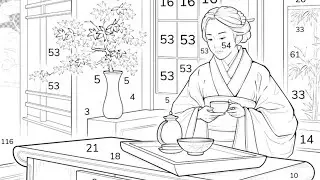 Woman arranges flowers in a classic room | Coloring Games