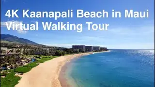 4K Virtual Walking Tour & Travel Guide:  Kaanapali Beach in Maui-Relaxend Ocean Waves Sound
