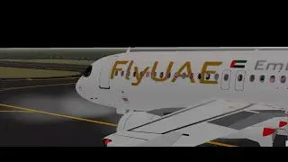 FlyUAE a320 taking off at Adelaide Airport.