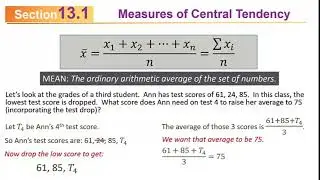 MATH 110: 13.1 Statistics-Measures of Central Tendency