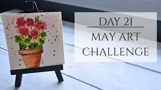 DAY 21: Watercolor Geranium in Terra Cotta Pot | No Sketch Loose Floral for Beginners