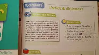 CE1: Vocabulaire : L' article de dictionnaire page 69