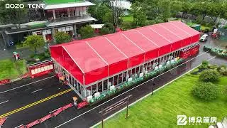 🔥【Shocking Completion】15&times;40&times;6m red conference tent erected at lightning speed!#bozotent #eventtent