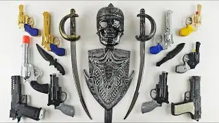 Великолепное пиратское оружие !! Золотые и серебряные игрушечные пиратские пушки! Мечи и пистолеты
