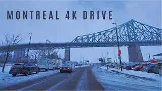 Montreal 4K Winter Drive 🇨🇦 | Snowy Day via Jacques Cartier Bridge, Olympic Stadium & Plateau