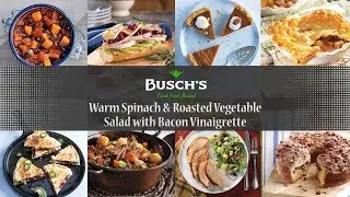 Warm Spinach & Roasted Vegetable Salad with Bacon Vinaigrette
