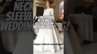 A Line Round Neck Half Sleeves Satin Wedding Dress | Bridal Gown | #Shorts #youtubeShorts