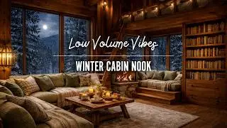 Cozy Winter Cabin Ambience on Snowy Night ❄️ Slow Jazz & Fireplace Sounds