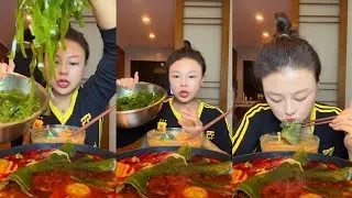 ASMR SPICY KOREAN RAMEN & HOT POT MUKBANG | No Talking Slurping Sounds
