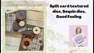 Sequin Dies, Split Card Textures dies, Good Feelings stamp set -  Shaker card