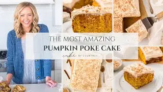 Pumpkin Poke Cake with Caramel Whipped Cream