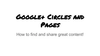 Google Plus Circles and Pages