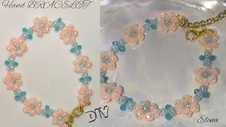 DIY, Beaded Flower Bracelet 🌸 ,easy to make step-by-step.